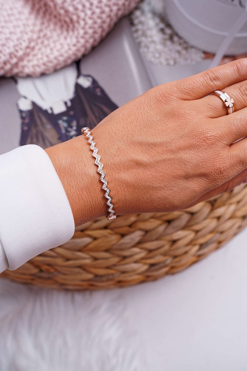 Women's Steel Bracelet With Zircons Rose Gold Crown