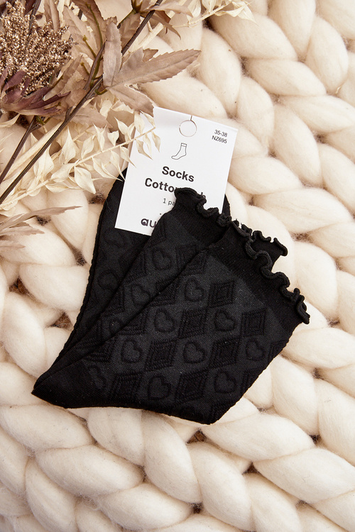 Women's Black Patterned Socks
