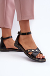 Zazoo 40378 Flat Women's Leather Sandals Black