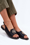 Women's Sandals On Flat Heel With Decoration S.Barski KV51-002 Black