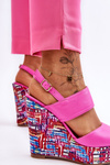 Women's Wedge Sandals Pink Calderia