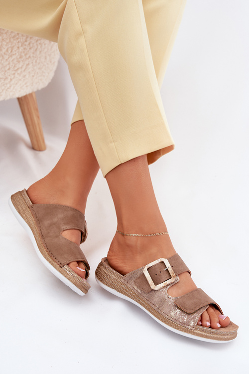 Womens Sandals With Buckle And Velcro Brown INBLU MK000013