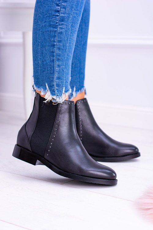 BIG STAR Leather Stiletto Boots Black BB274611