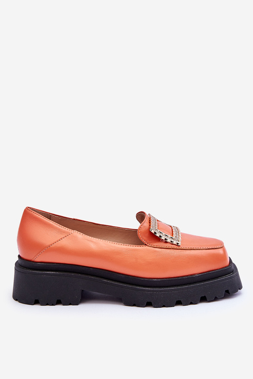 Comfortable Leather Loafers Orange Agathe 