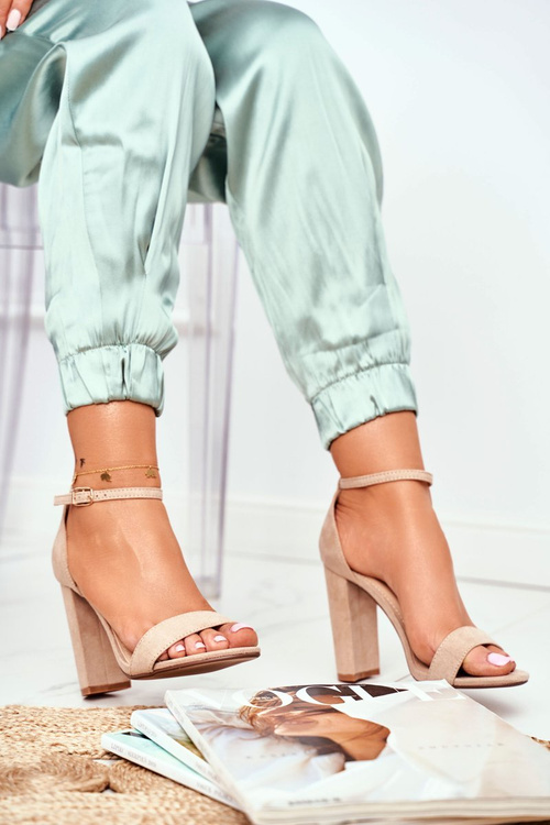 Women's Stiletto Sandals Suede Beige Anastasie