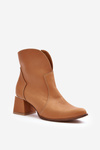 Botki Kowbojki Damskie Skóra Obcas Camel Lewski 3166/B/2/G