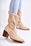 Women's Suede Boots With Cowboy Boots Beige Ariane