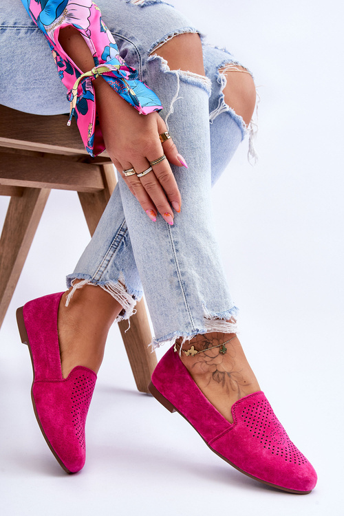 Mokasyny Zamsz Wygodne Fuksja Giovana