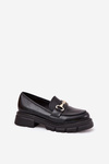 Women Moccasins With Golden Detail Eco Leather Black Gemitha