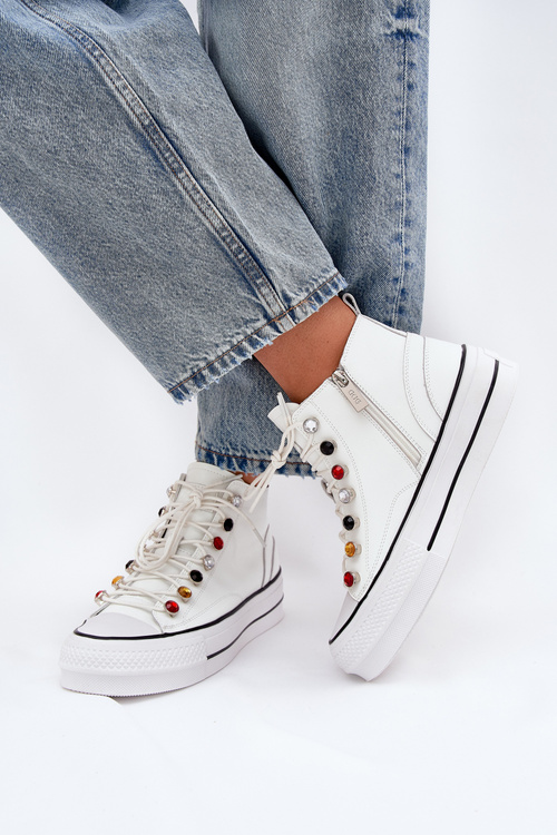 Leather High Top Sneakers Women GOE RR2N4102 White