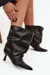 Slip-on Women's Ankle Boots With Heel And Wrinkled Upper Black Inarisse