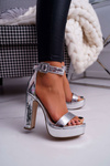 Women's Platform Stiletto Sandals Silver Huran