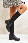 Kozaki Wsuwane Elastyczna Cholewka Przed Kolano Czarne Vaimi
