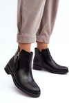 Women's Leather Flat Boots Black Vasica
