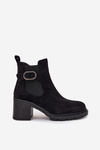 Insulated women's ankle boots with a decorative buckle black Melara