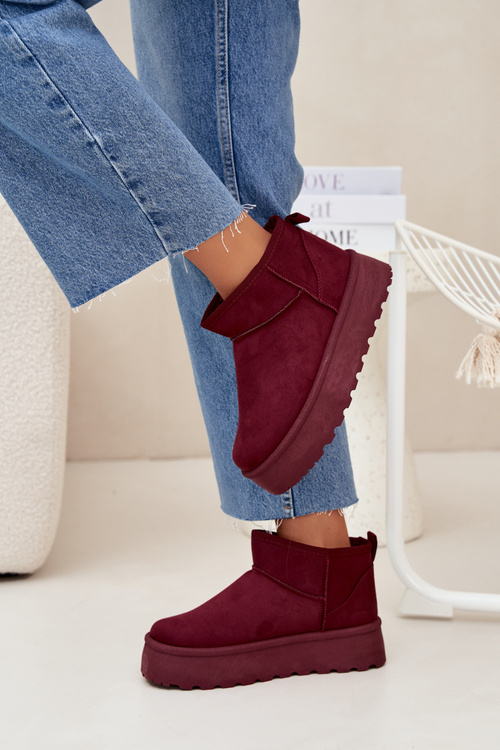 Suede Snow Boots On Platform Bordeaux Corcoran