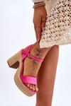 Comfortable Suede Sandals On A Chunky Heel Fuchsia Elishia