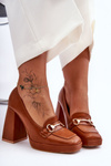 Stylish Leather Pumps Camel Rouse