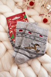 Women's Cotton Christmas Socks reindeer Grey