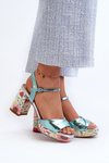Women's Sandals with Flower Pattern D&A CR980 Blue