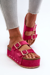 Women's Platform Sandals with Buckles Fuchsia Cremila