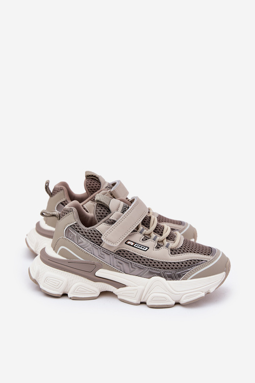 Sneakers Sport Shoes For Kids With Velcro Khaki Ronivelle