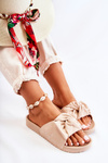 Classic Suede Slippers With A Bow Beige Hayle