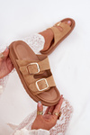 Womens Platform Sandals With Golden Buckles Camel Verena
