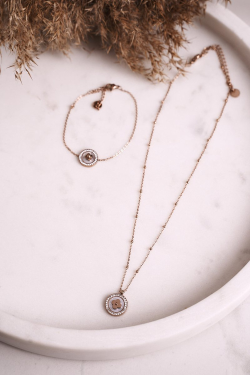 Necklace with Clover and Cubic Zirconia Rose Gold Luck