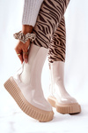 High-top Platform Boots Beige Sereia