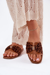Ladies flat sandals with bow Camel Avenza