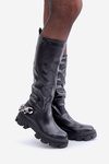 Flat Heeled Boots With Chain Black Nauricette