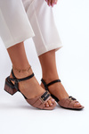 Elegant Women's Sandals with Block Heels Pink Natissa