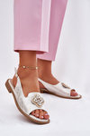 Ladies Sandals On Flat Heel With Decorative Detail S.Barski KV51-080 Silver