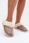 Ladies slippers with fur lining Khaki Carisse