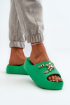 Damskie Klapki Lekkie Piankowe Z Ozdobami Zielone Orchia