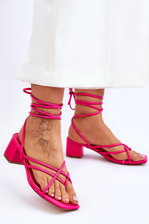 Tied Sandals With High Heels Pink Secret Love