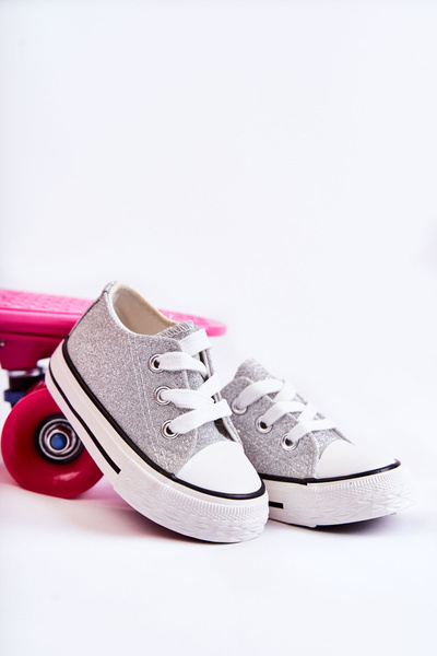 Children's Sneakers Tied Rose Silver Wella