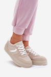 Sneakersy Damskie Niskie Na Platformie Beżowe Telmira