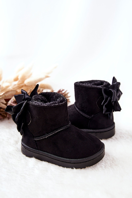 Children's Insulated Snow Boots With bow Black Snowis