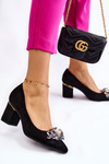 Elegant Suede Pumps With Decoration Black Elianne 