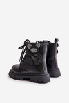 Warm Girls Ankle Boots With Teddy Bear Zip Black Relobia