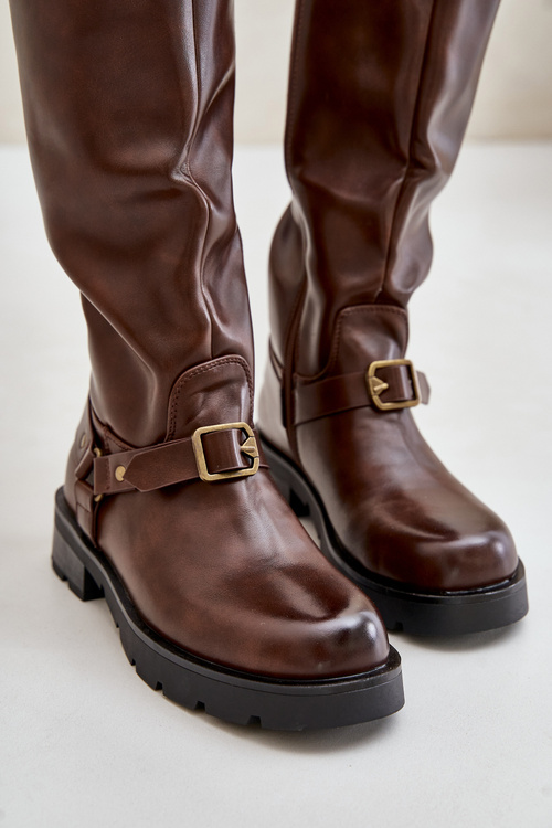 Warm Women’s Boots with Zipper Eco Leather Brown Tialethe