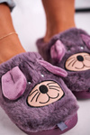 Women's Home Furry Mouse Slippers Violet Home Sweet Home