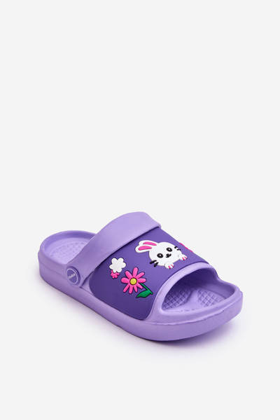 Light Children's Slides Sandals With Animal Motif Violet Rico