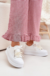 Women's Platform Sneakers With Decorative Lacing White Tivora