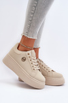 Women's platform sneakers in beige Eshen