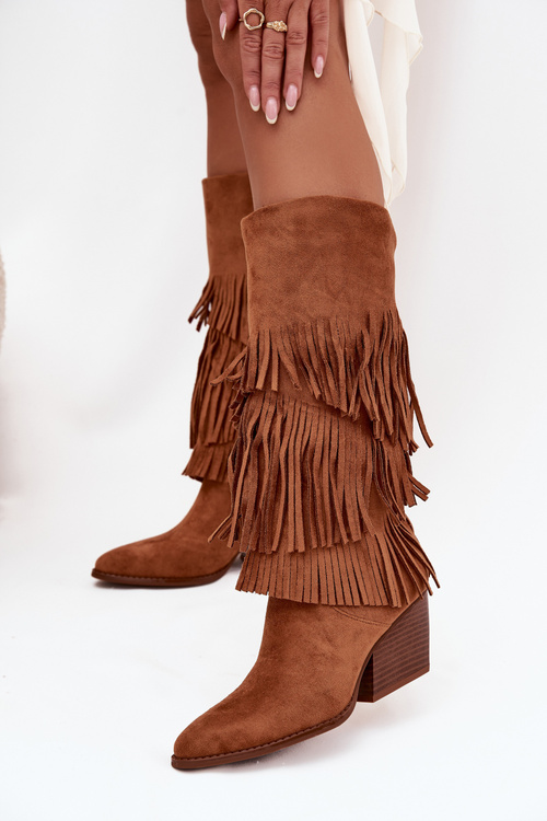 Insulated Cowboy Boots Women's With Fringes Camel Brivina