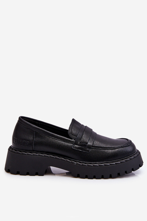 Women's Loafers Leather Shoes Big Star LL274458 Black