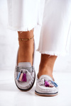 Women's Suede Loafers With Fringes Grey Laressa